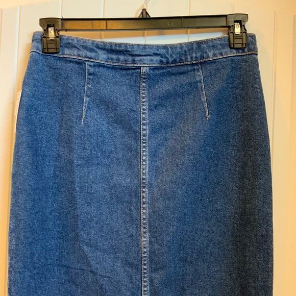 Denim Button-Front Midi Skirt - Blue - Picture 2 of 7